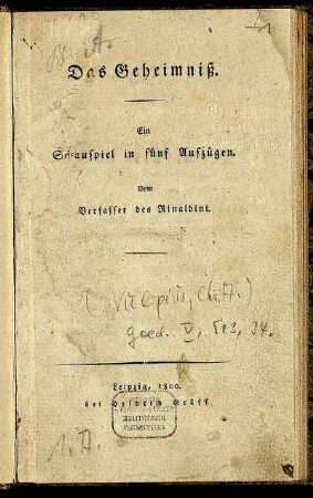 Das Geheimniß : Ein Schauspiel in fünf Aufzügen