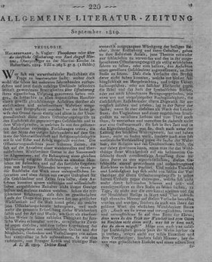 Märtens, C. A. A.: Theophanes oder über die christliche Offenbarung. Halberstadt: Vogler 1819