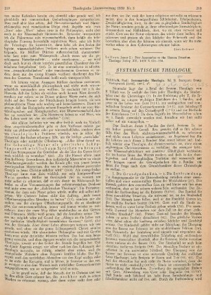 218-221 [Rezension] Tillich, Paul, Systematische Theologie ; Bd. 2