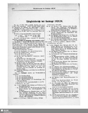 Tätigkeitsbericht des Landtags 1929/30