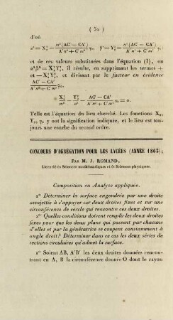 Concours d'agrégation pour les lycées (année 1863).