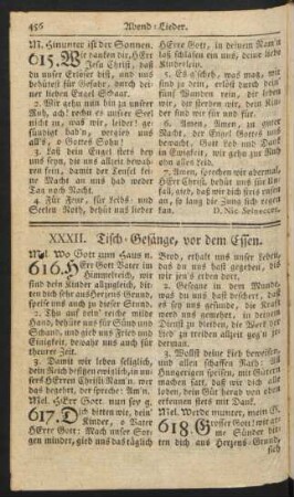 XXXII. Tisch-Gesänge, vor dem Essen.