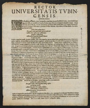 Rector Universitatis Tubingensis, Lectoribus Salutem