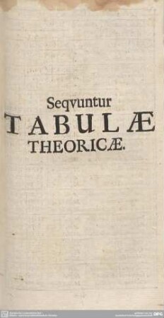 Sequuntur TABULAE THEORICAE.