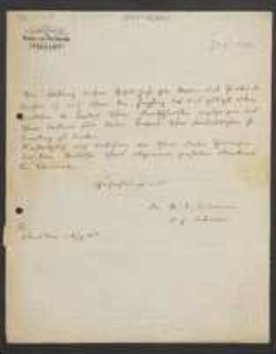 Brief von Bernhard A. Erdmann an Regensburgische Botanische Gesellschaft