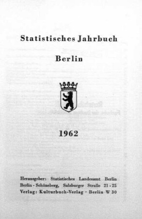 1962: Statistisches Jahrbuch