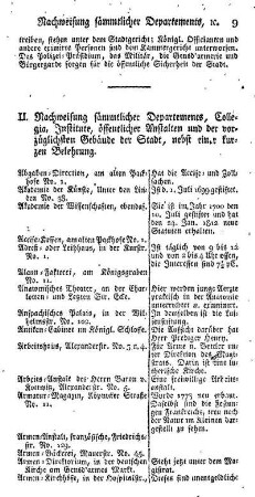 II. Nachweisung sämmtlicher Departments