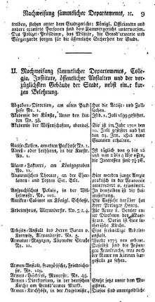 II. Nachweisung sämmtlicher Departments