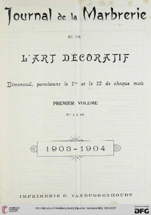 1: Journal de la marbrerie et de l'art décoratif: bimensuel