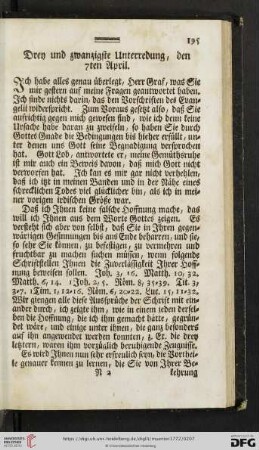 Drey und zwanzigste Unterredung, den 7ten April