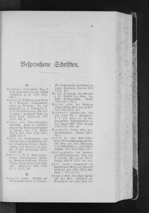 Besprochene Schriften.
