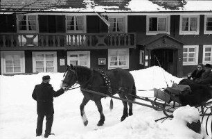 Hinterzarten: Pferdeschlitten vor dem Gasthaus Adler