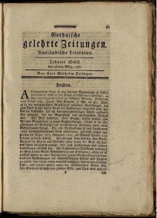 Zehntes Stück, den zehnten März, 1787.