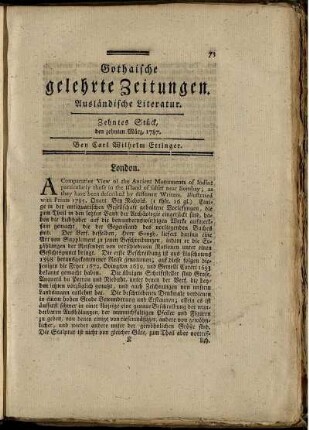 Zehntes Stück, den zehnten März, 1787.