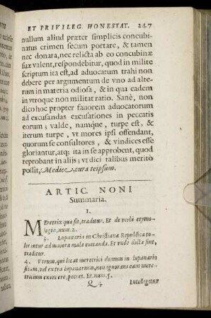 Artic. Noni [De Meretrice.]