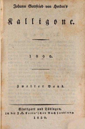 Johann Gottfried von Herder's Kalligone : 1800. 2