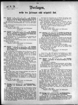 Anlage: ad No.29 (451-457), Vorlagen, welche den Zeitungen nicht mitgeteilt sind