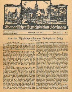 Evangelisches Gemeindeblatt Böckingen Ausgabe zum Abschied von Stadtpfarrer Rudolf Zeller