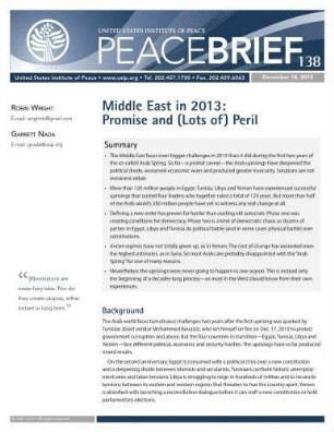 Middle East in 2013 : promise and (lots of) peril