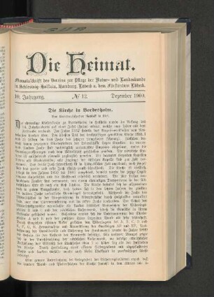10. Jahrgang. No. 12. Dezember 1900.