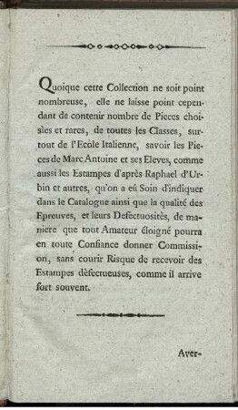 [Vorwort] Quoique cette Collection ne soit point nombreuse ...