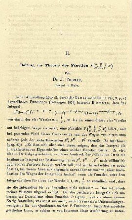 II. Beitrag zur Theorie der Function...