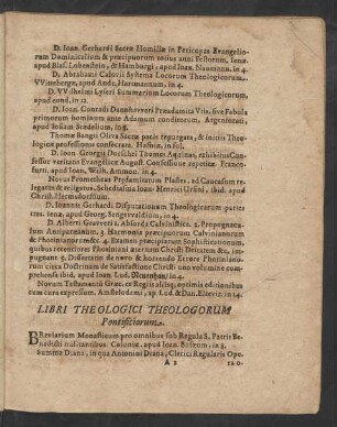 Libri Theologici Theologorum Pontificiorum.
