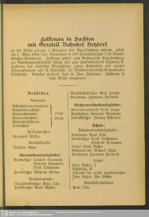 Falkenau in Sachsen mit Ortsteil Bahnhof Hetzdorf