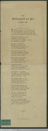 Zum Stiftungsfest der Isis : 6. Februar 1869