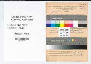 Entnazifizierung Hans Roeder, geb. 13.09.1901 (Aushilfsarbeiter)