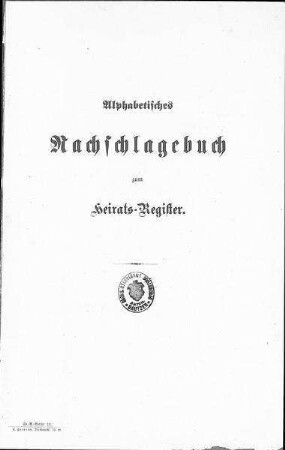 Alphabetisches Verzeichnis der Männer zum Eheregister Doberschau
