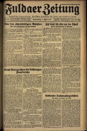 Erste Ausgabe vom Donnerstag, den 04. April 1935.