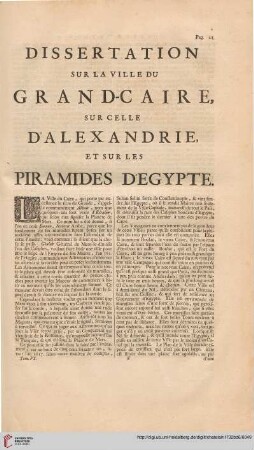dissertation sur la ville du Grad-Caire, sur celle d'Alexandrie et sur les piramides d'Égypte