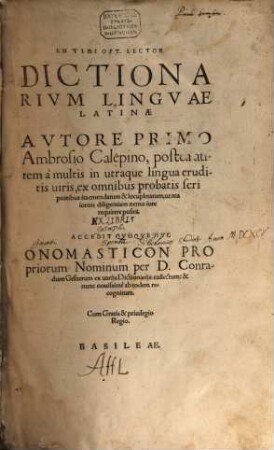 Dictionarium linguae latinae