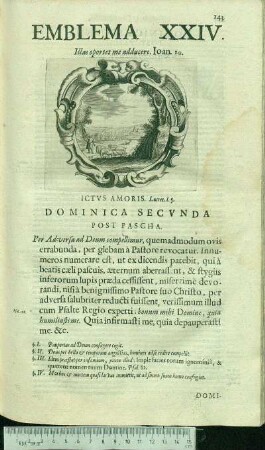 Emblema XXIV. Illas oportet me adducere. Ioan.10. Ictvs Amoris. Lucret.l.5. Dominica Secvnda Post Pascha.
