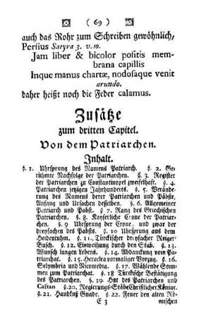 Zusätze zum dritten Capitel. Von dem Patriarchen