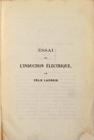 Essai sur l'induction électrique