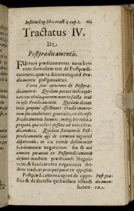 Tractatus IV. De Postprædicamentis.