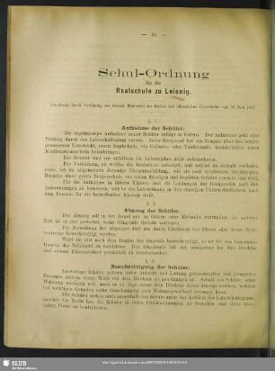 Schul-Ordnung für die Realschule zu Leisnig