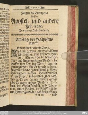 Am Tage des H. Apostels Andreae.