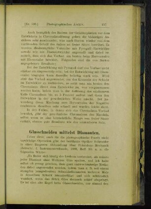 Glasschneiden mittelst Diamanten