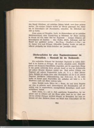 Wiederaufleben der alten Regimentsnummer im Grenzschutz. - Auswahl für die Reichswehr