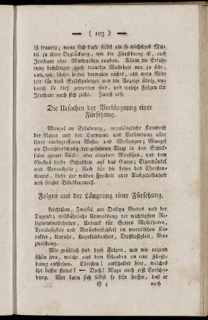 Folgen aus der Läugnung einer Fürsehung