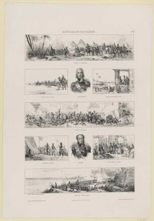 Schlachtenszenen mit Napoleon und den Bildnissen von Brune und Bessières