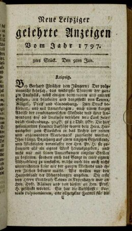3tes Stück. Den 9ten Jan.