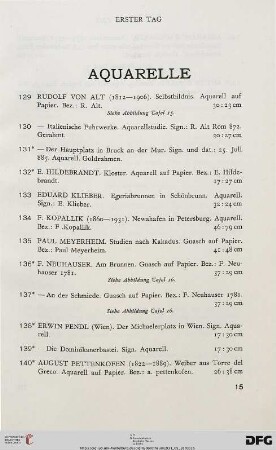 Aquarelle (Nr. 129-142)