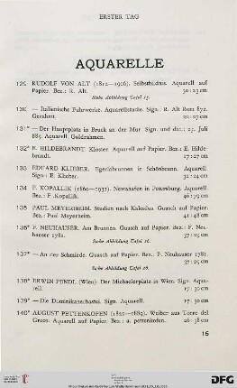 Aquarelle (Nr. 129-142)