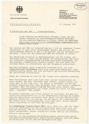 Pressemitteilung zu §218