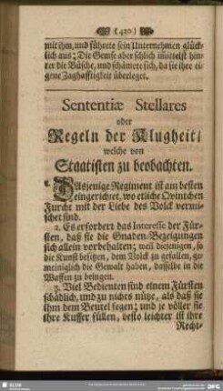Sententiae Stellares oder Regeln der Klugheit, welche von Staatisten zu beobachten.