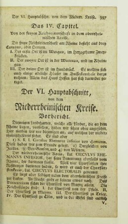 Der VI. Hauptabschnitt, von dem Niederrheinischen Kreise